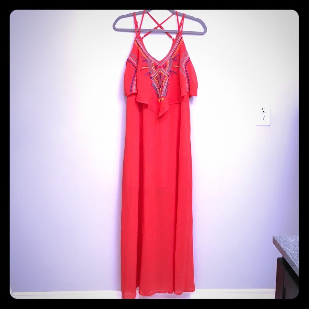 Xhiliration Orange Maxi Dress.